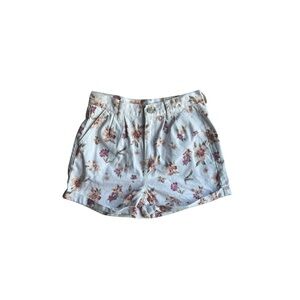 White & Pink Floral American Eagle Denim Shorts